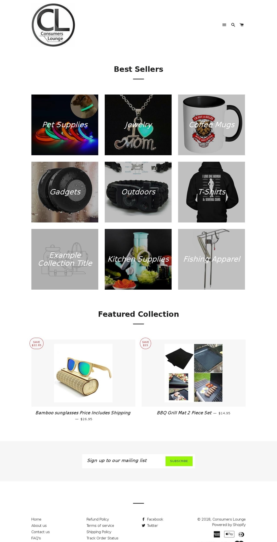 consumerslounge.com — Shopify storefront screenshot