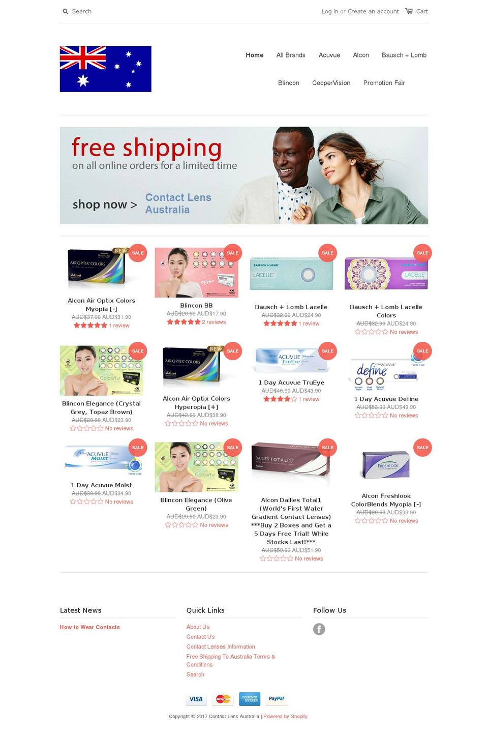 contactlensaustralia.com.au shopify website screenshot