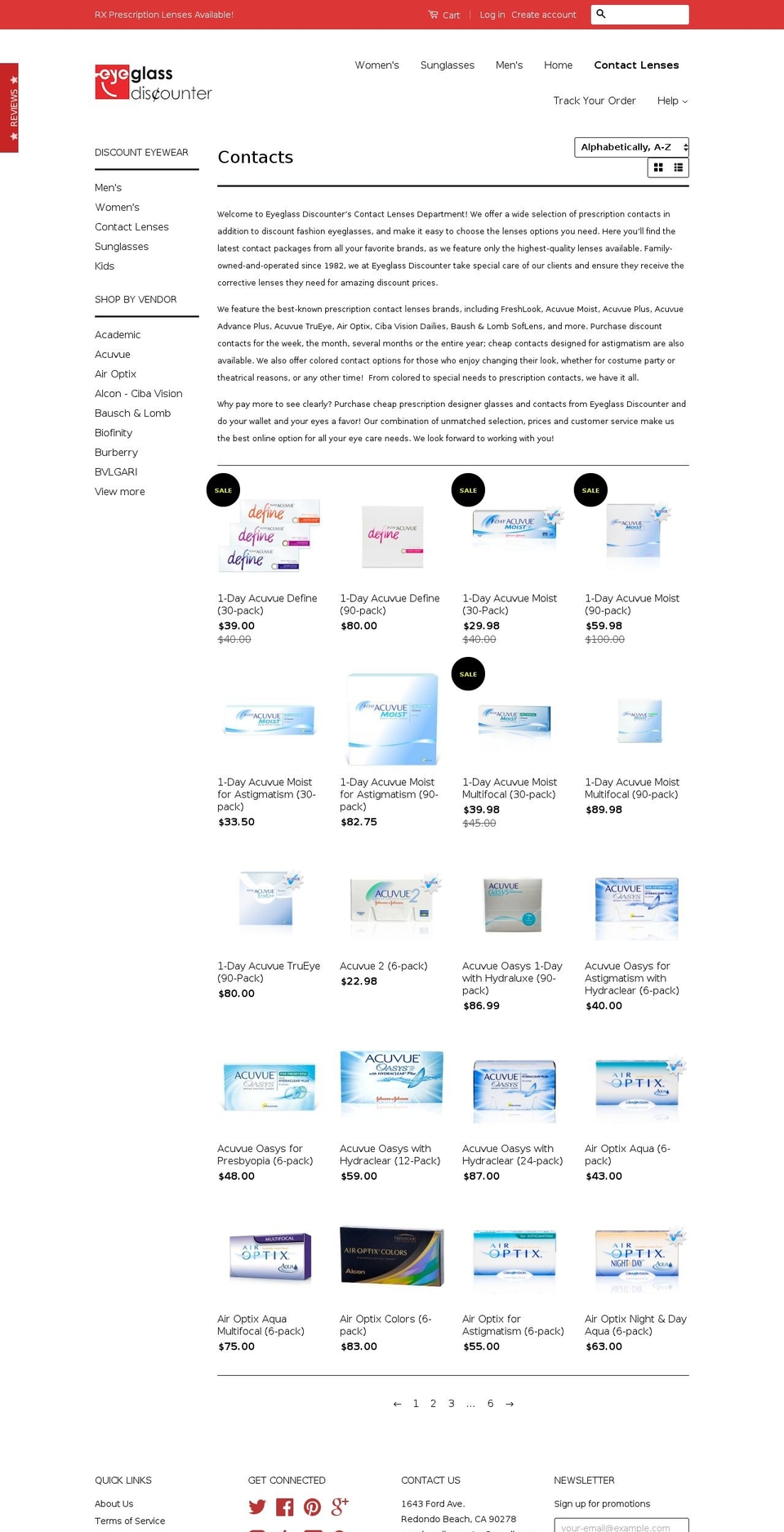 contactlensdiscounter.com — Shopify storefront screenshot