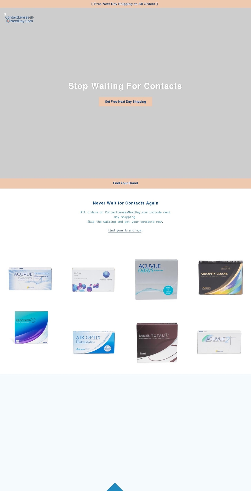 contactlensesnextday.com shopify website screenshot