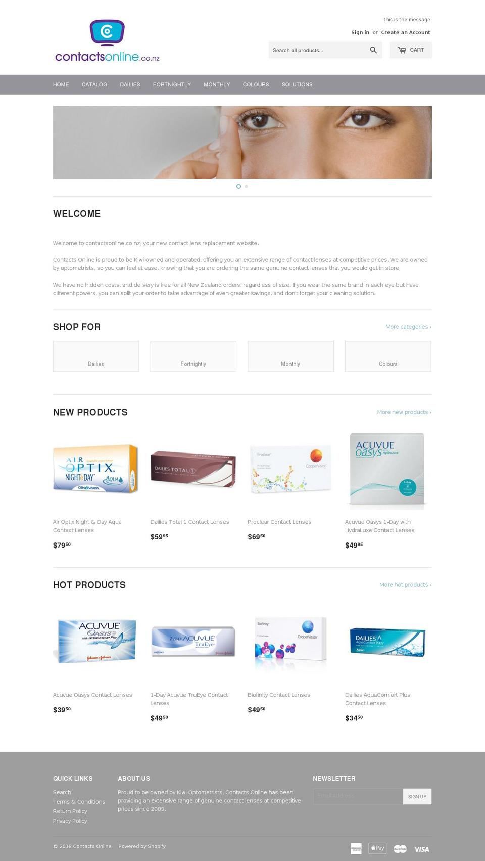 contactsonline.co.nz shopify website screenshot