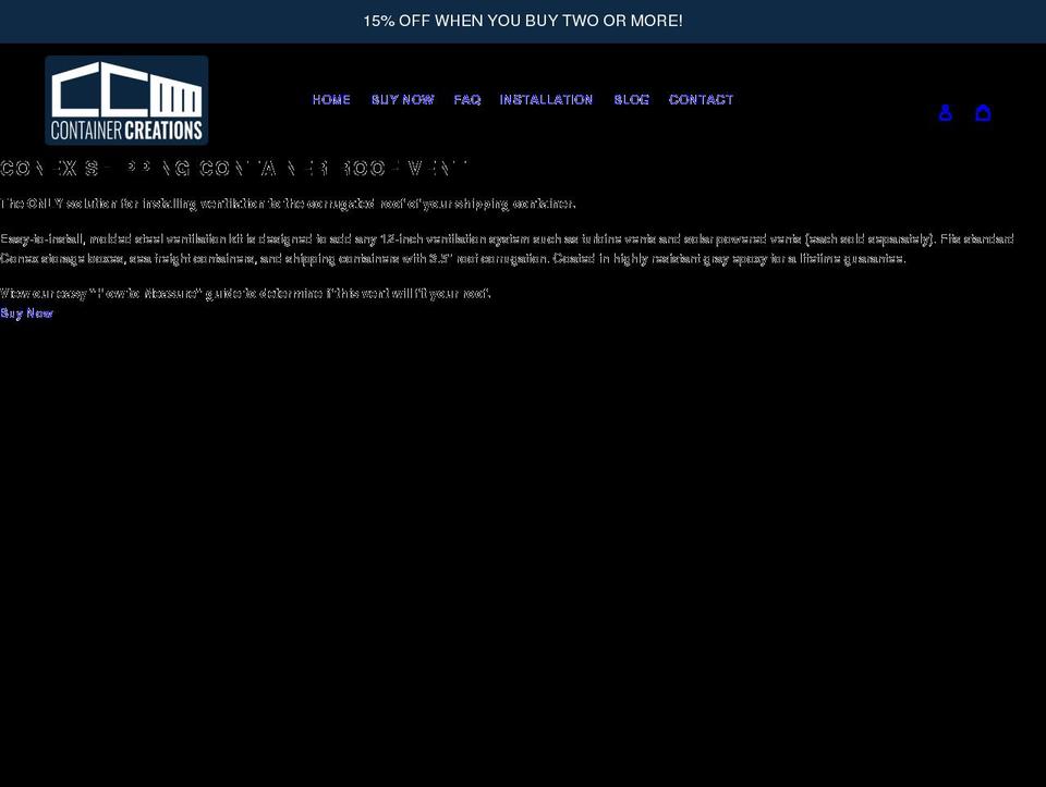 Homepage Shopify theme site example containercreations.com