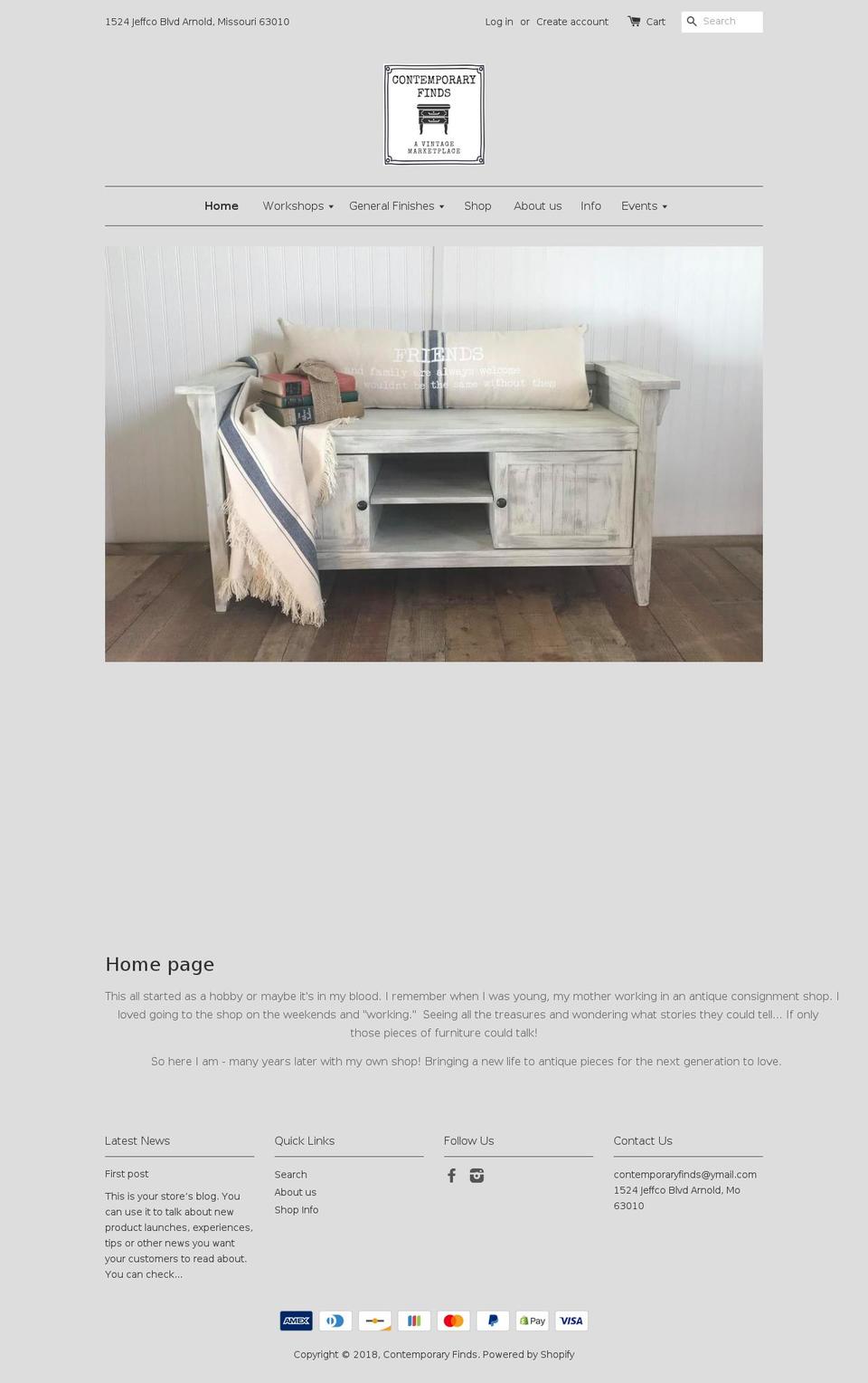 contemporaryfinds.com shopify website screenshot