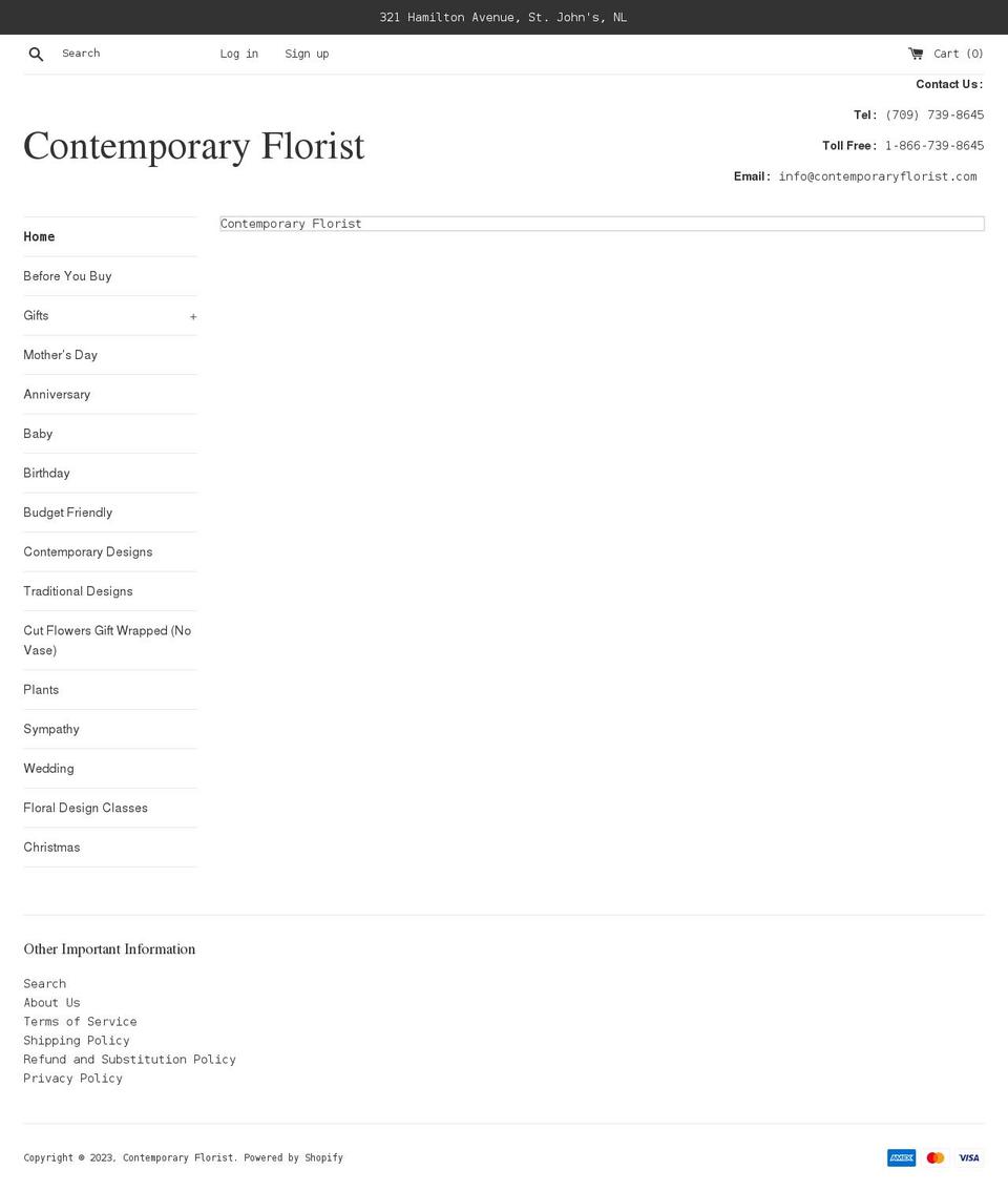 contemporaryflorist.com shopify website screenshot