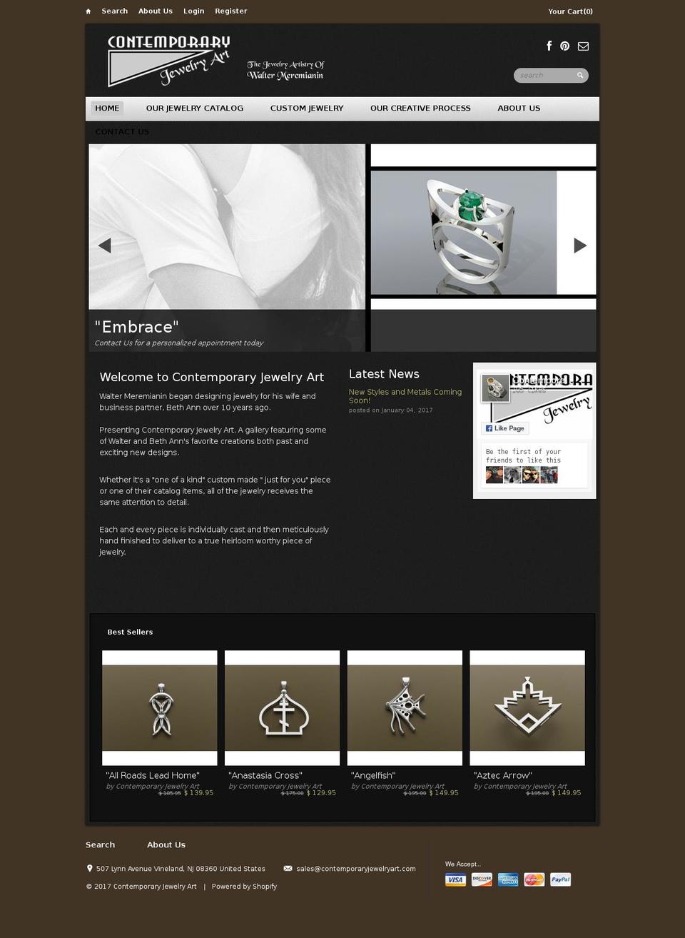 contemporaryjewelryart.com shopify website screenshot