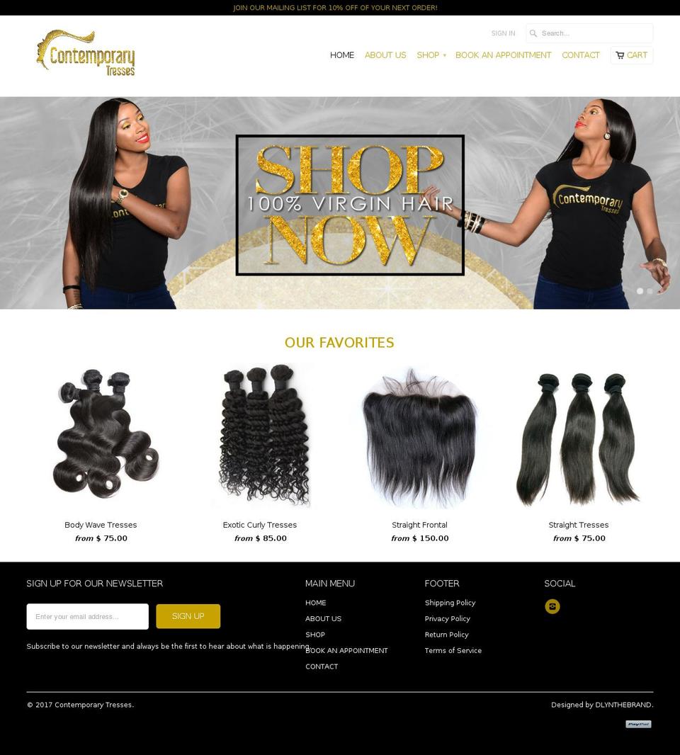 contemporarytresses.com shopify website screenshot