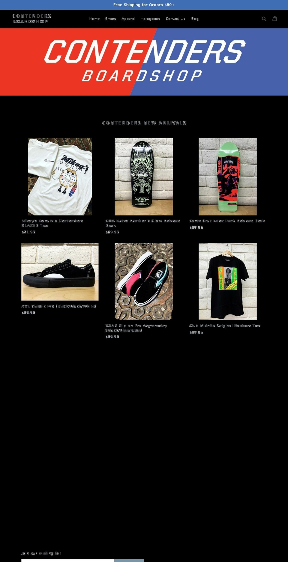 contendersboardshop.com — Shopify storefront screenshot