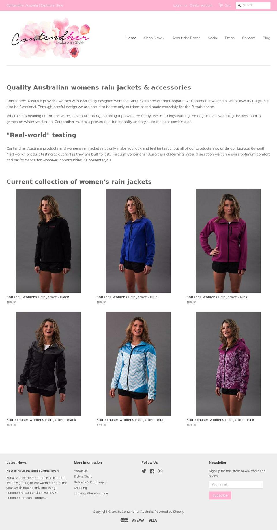 contendher.com.au shopify website screenshot