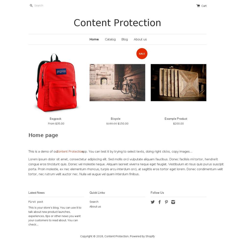 content-protection.myshopify.com shopify website screenshot