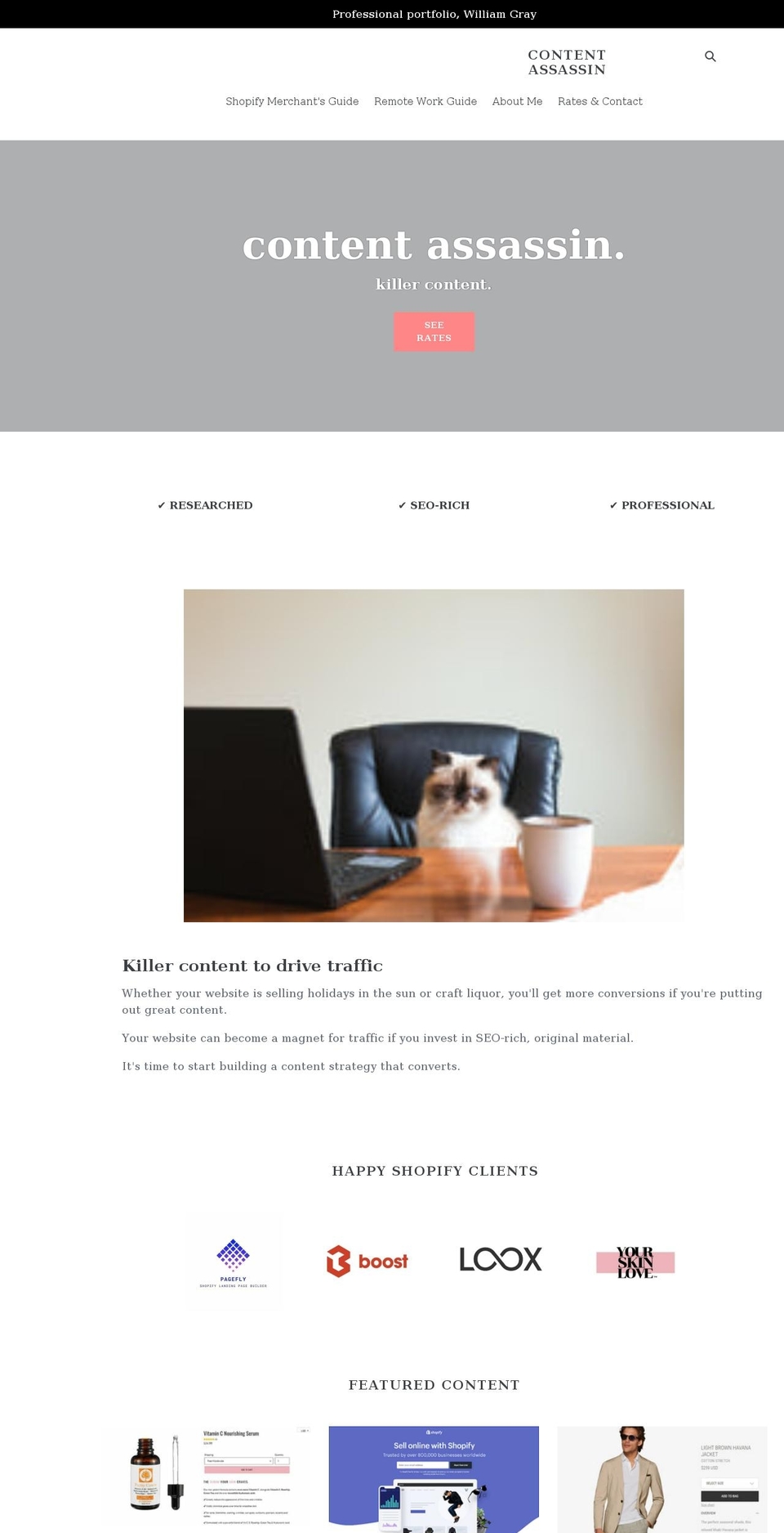 contentassassin.com shopify website screenshot