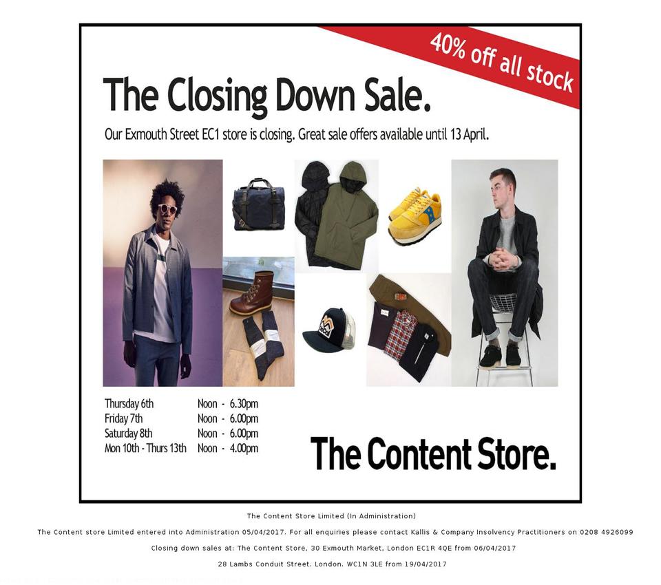 contentstorelondon.com shopify website screenshot