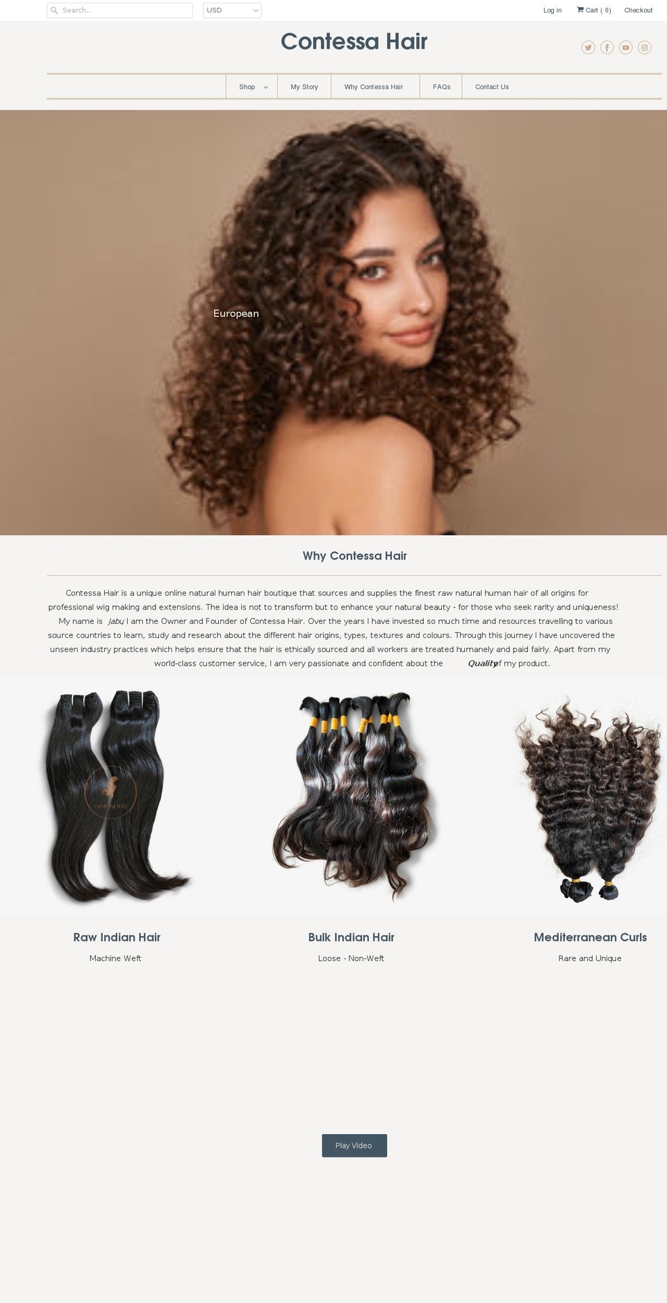 contessahair.com shopify website screenshot