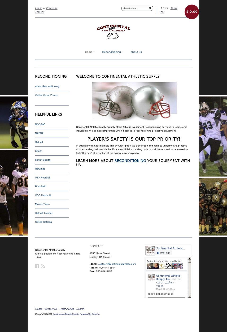 continentalathletic.com shopify website screenshot