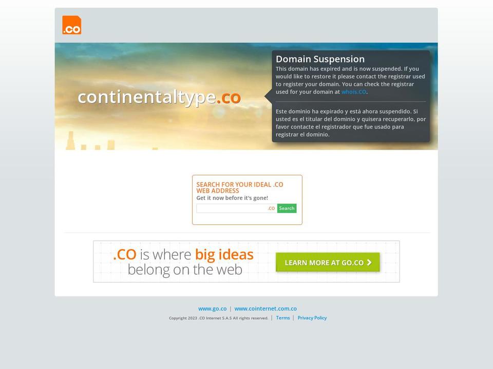 continentaltype.co shopify website screenshot