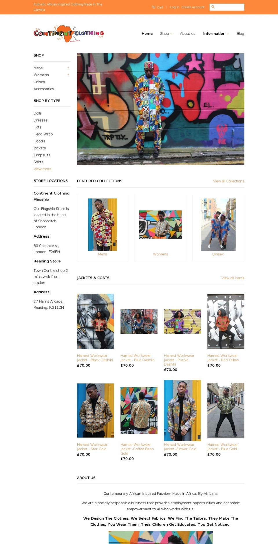 Trademark Shopify theme site example continentclothing.com