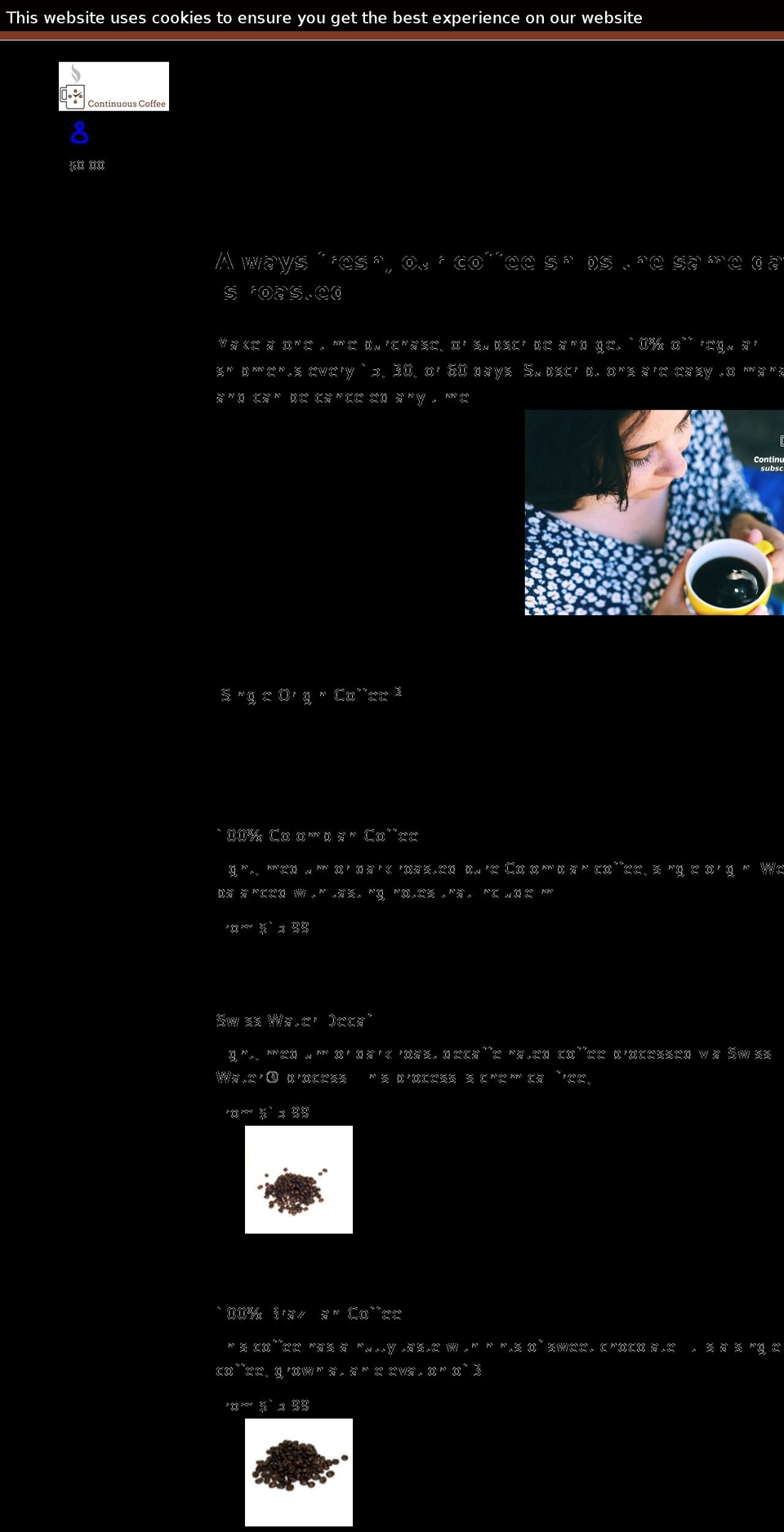 continuouscoffee.com shopify website screenshot