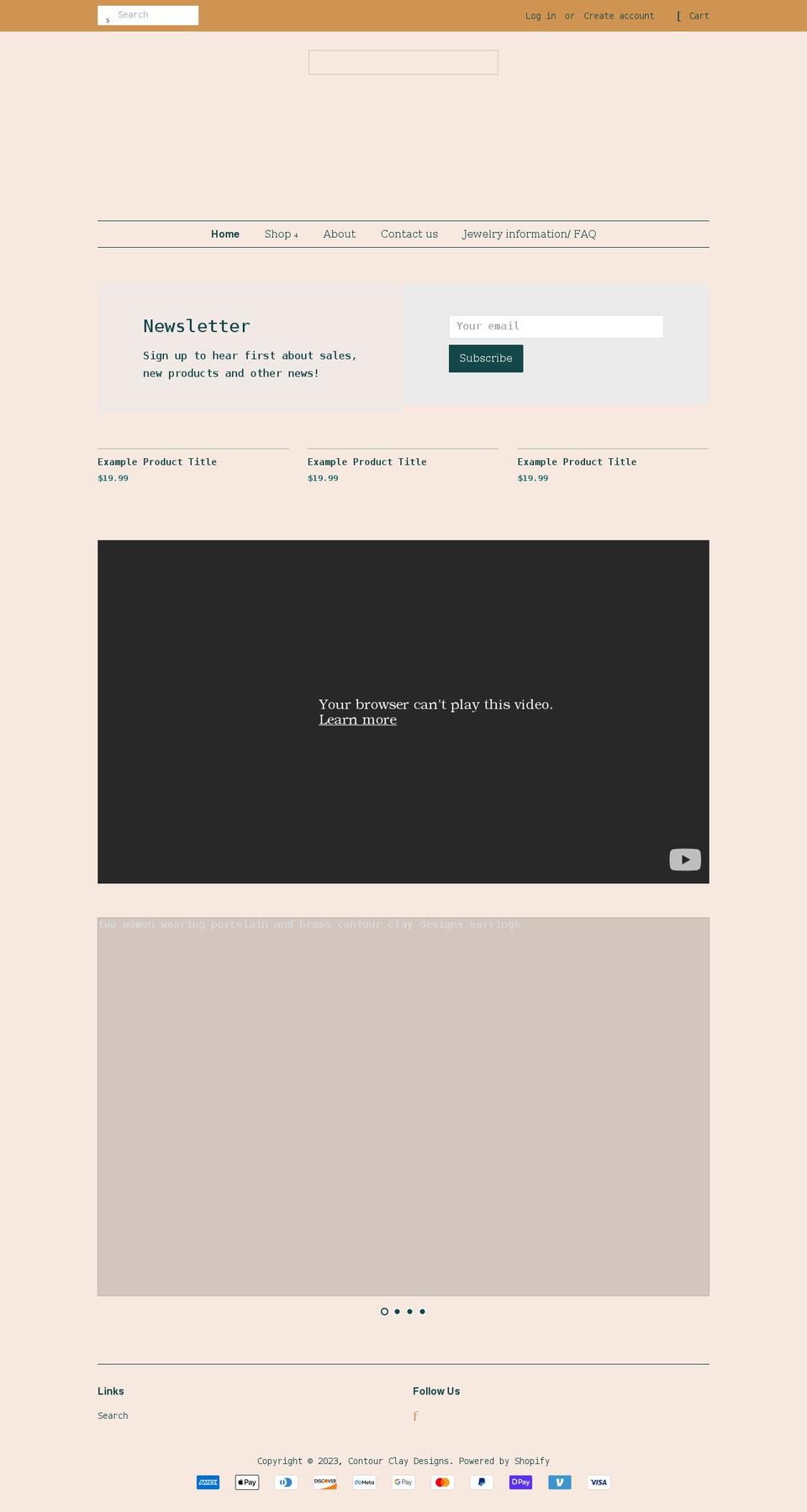 contourclaydesigns.com shopify website screenshot