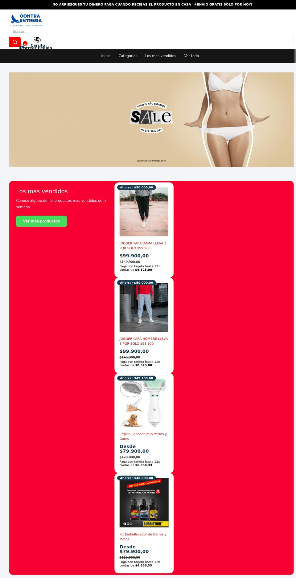 contra-entrega.com shopify website screenshot