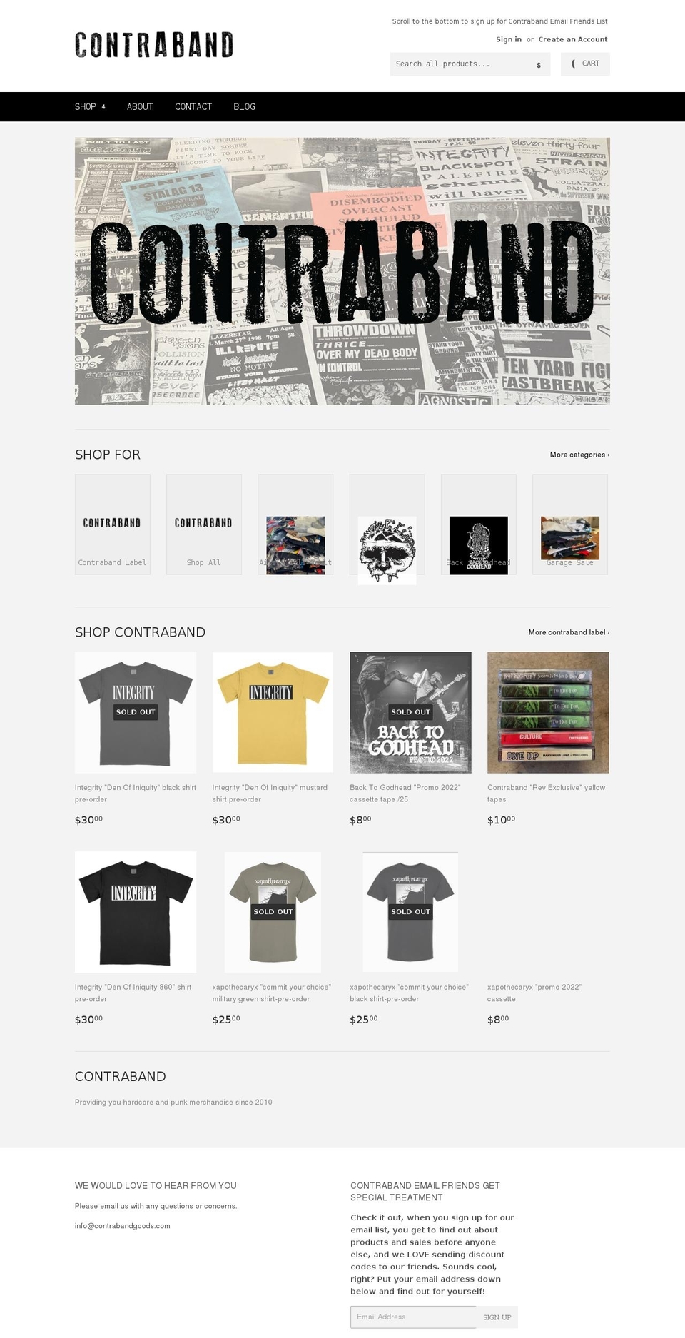 contrabandgoods.com shopify website screenshot