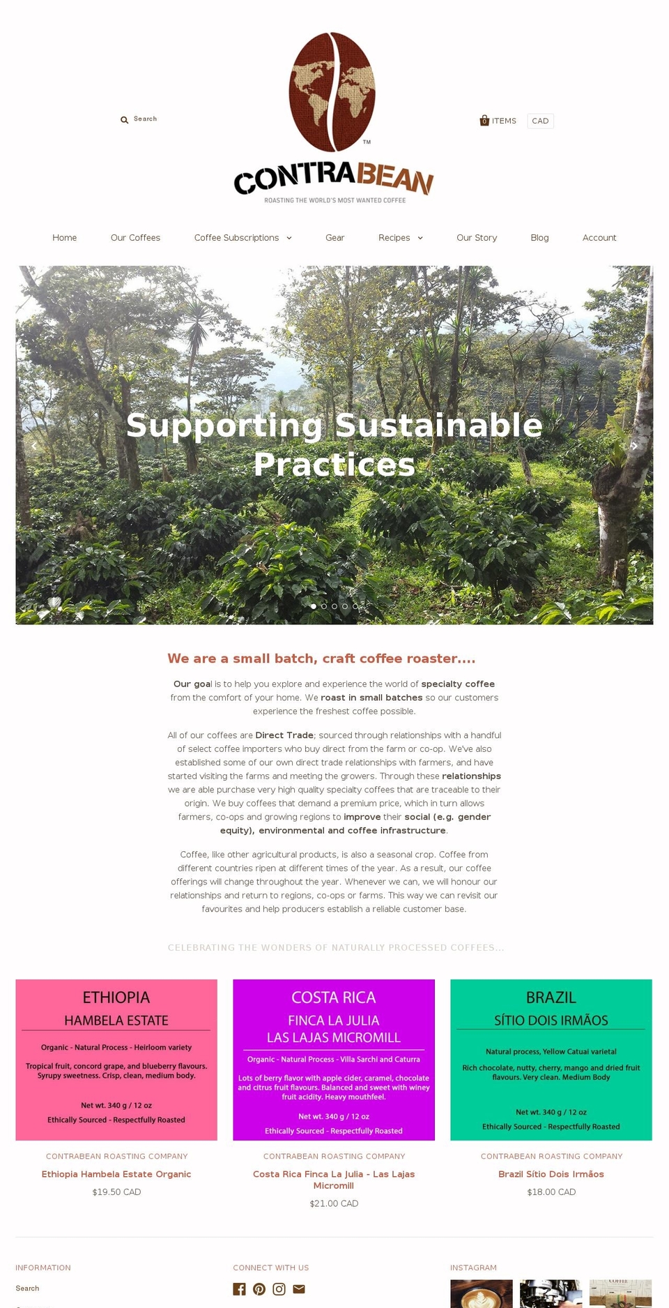 contrabean.ca shopify website screenshot