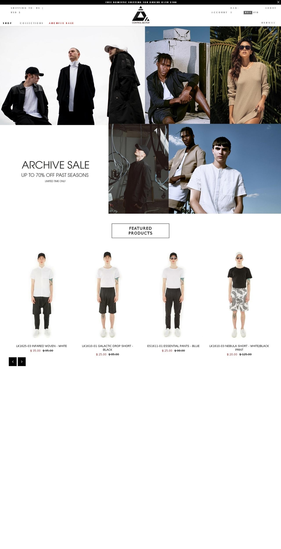 control-sector.com shopify website screenshot