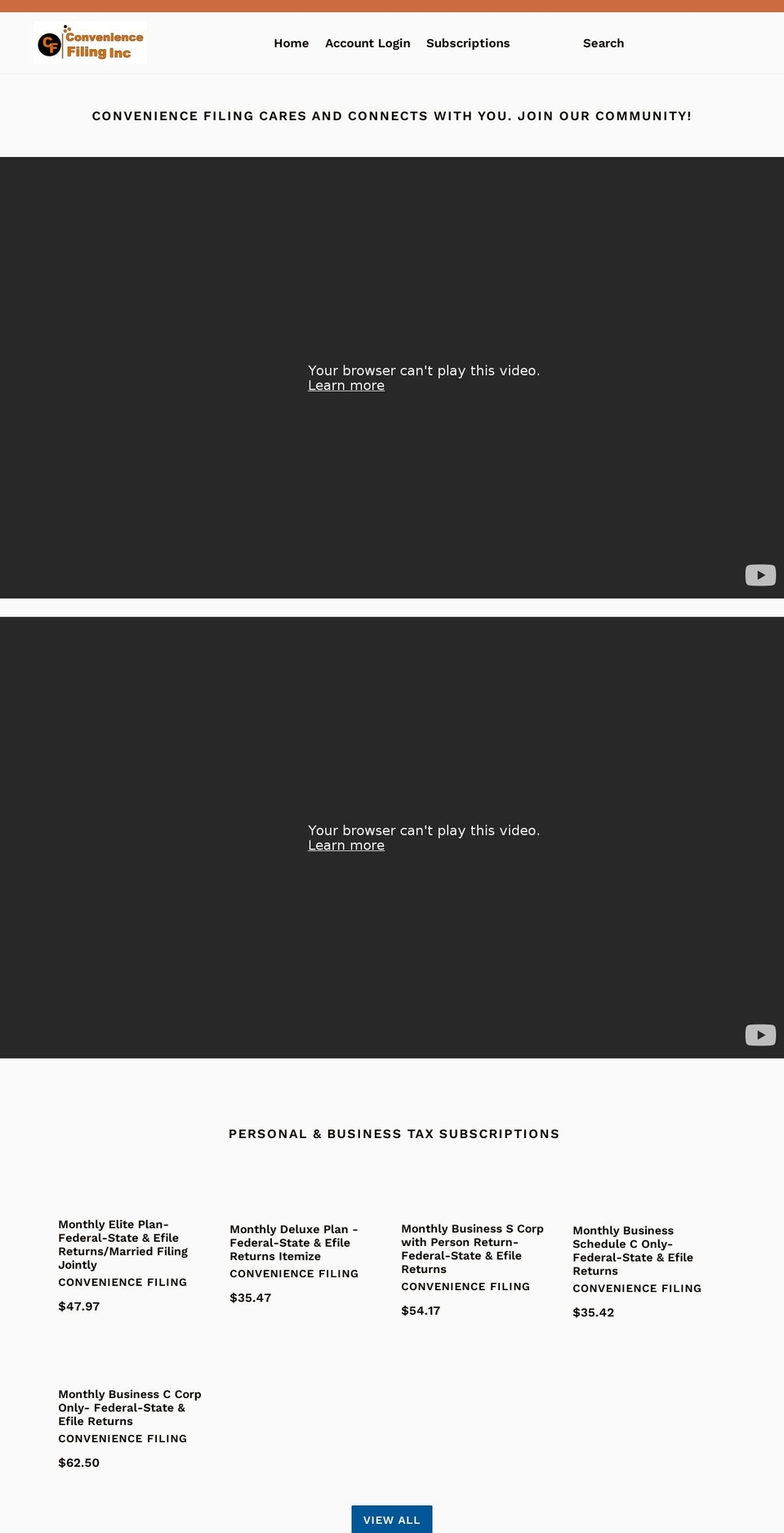 conveniencefiling.com shopify website screenshot