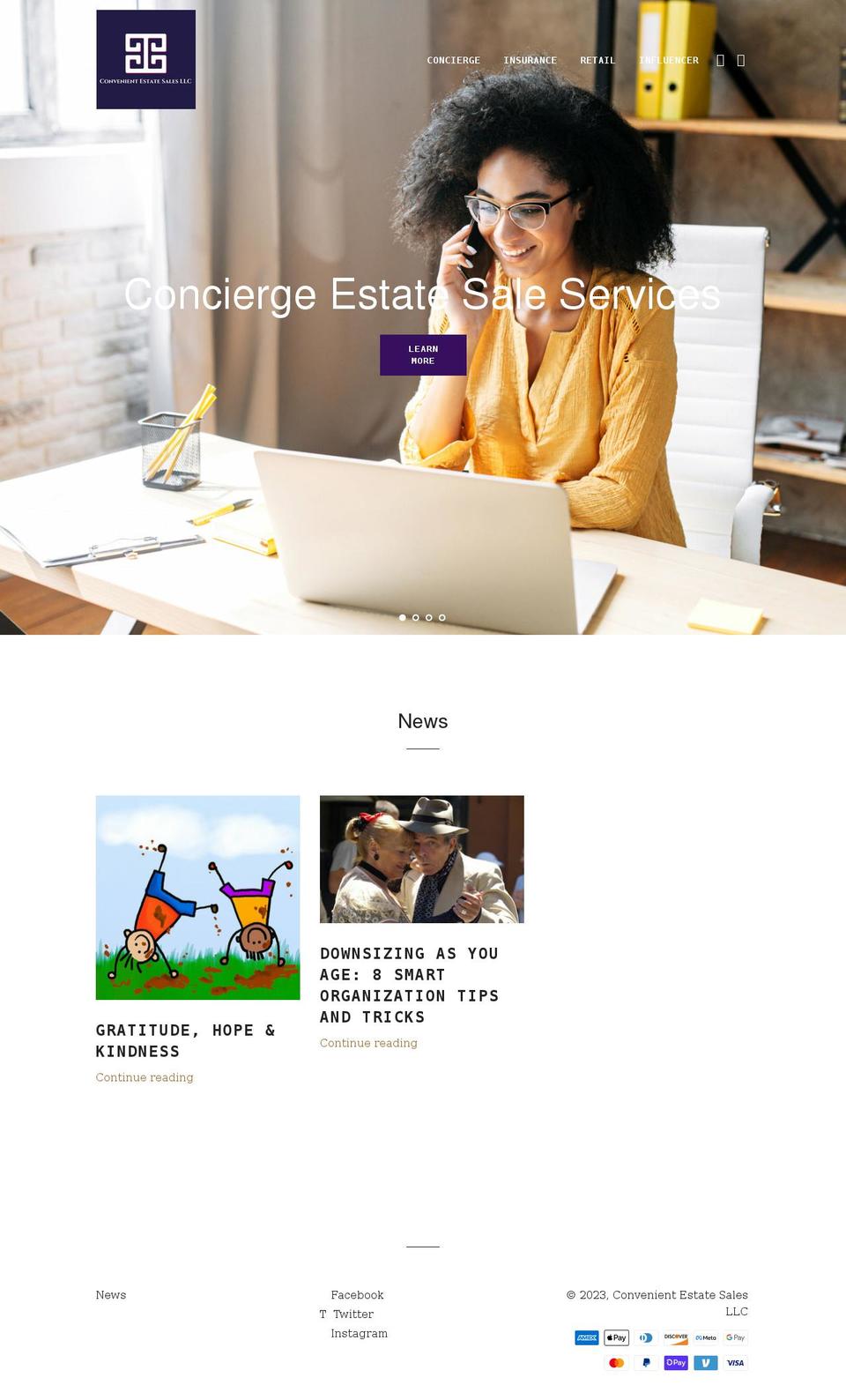 convenientestatesales.com shopify website screenshot