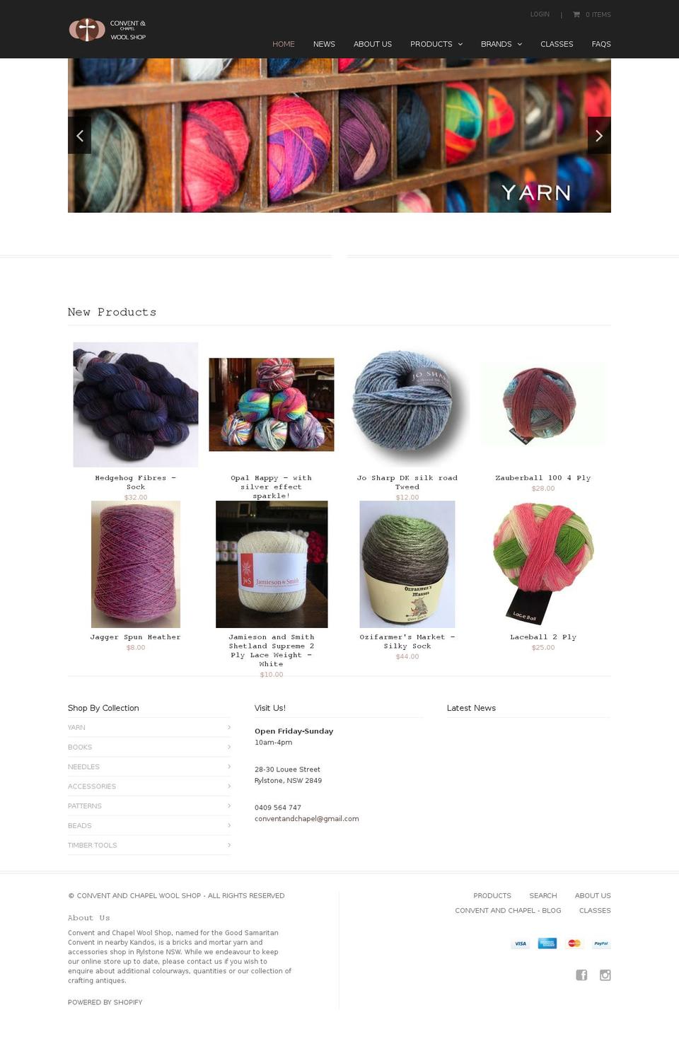 conventandchapelwool.com shopify website screenshot