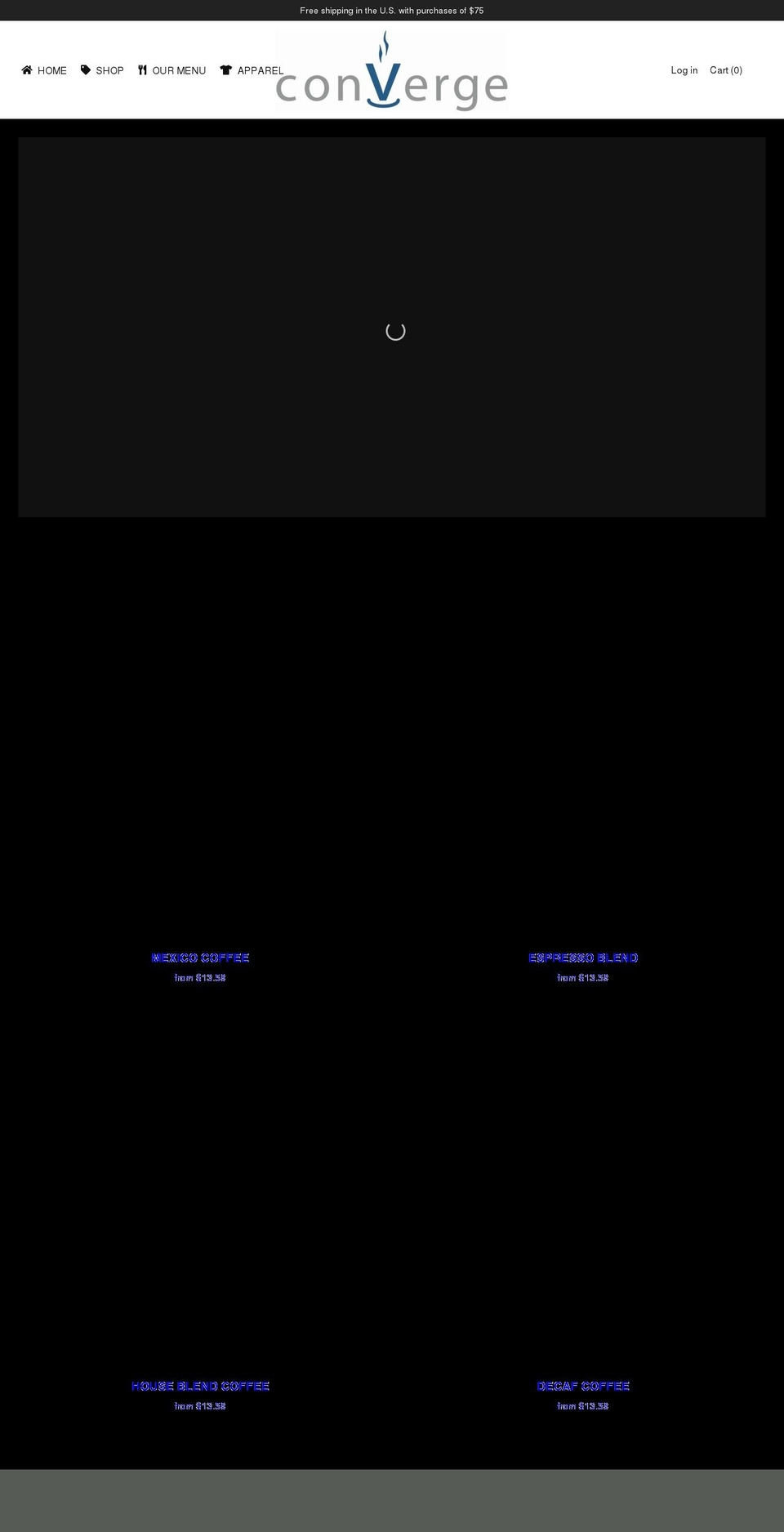 convergecoffeebarandcafe.com shopify website screenshot