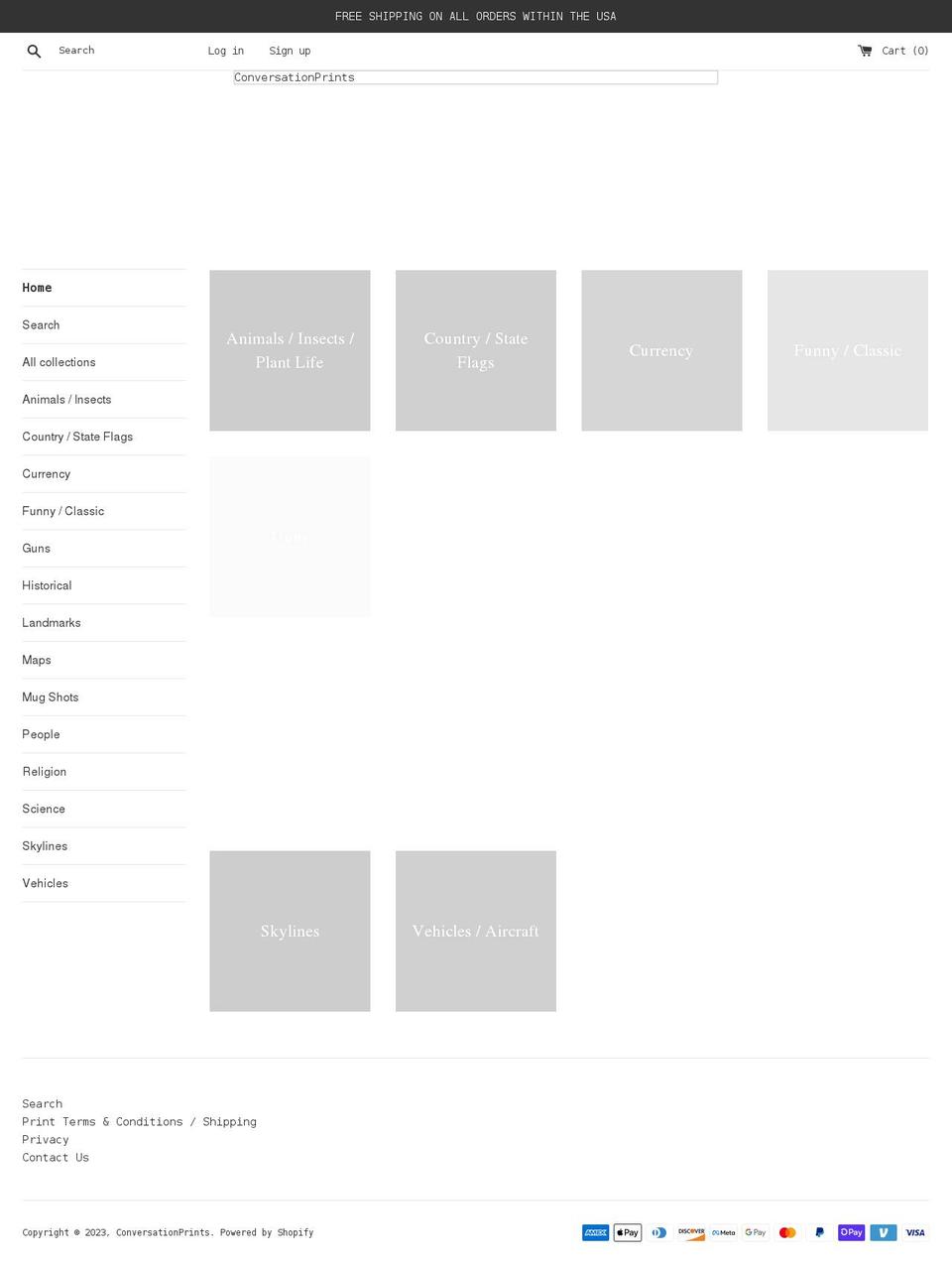 conversationprints.com shopify website screenshot