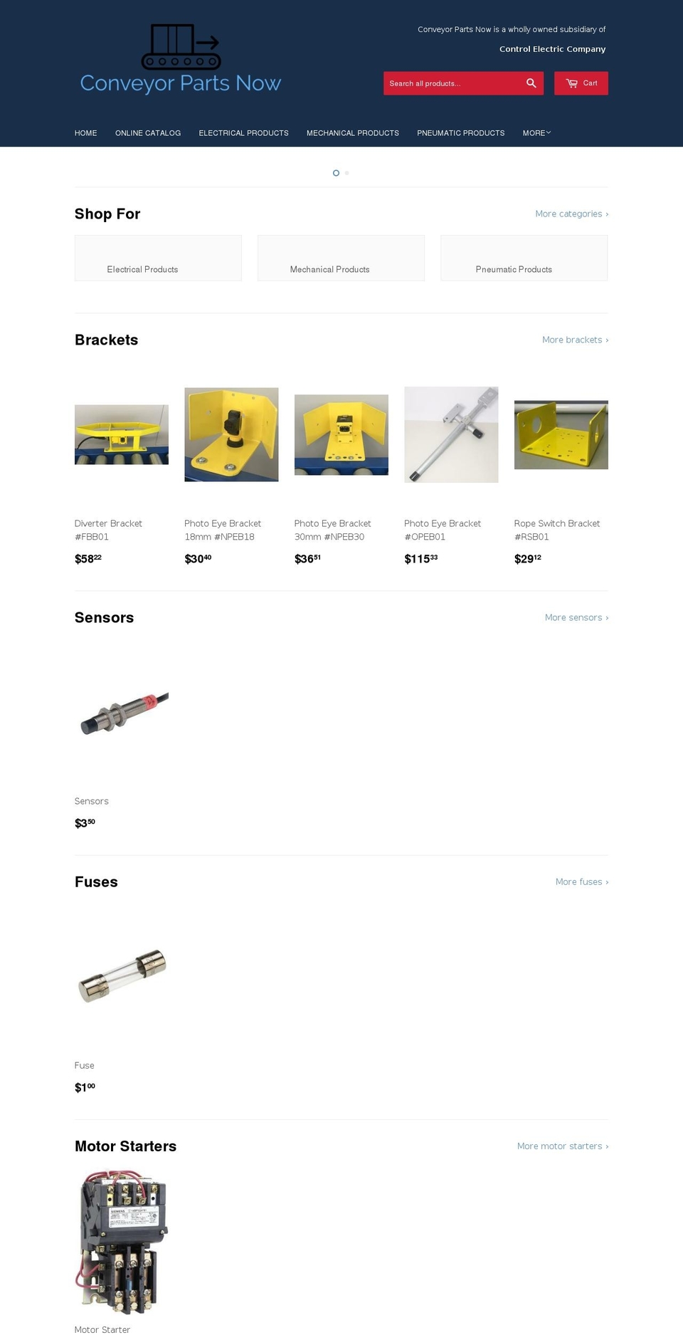 conveyorpartsnow.com — Shopify storefront screenshot