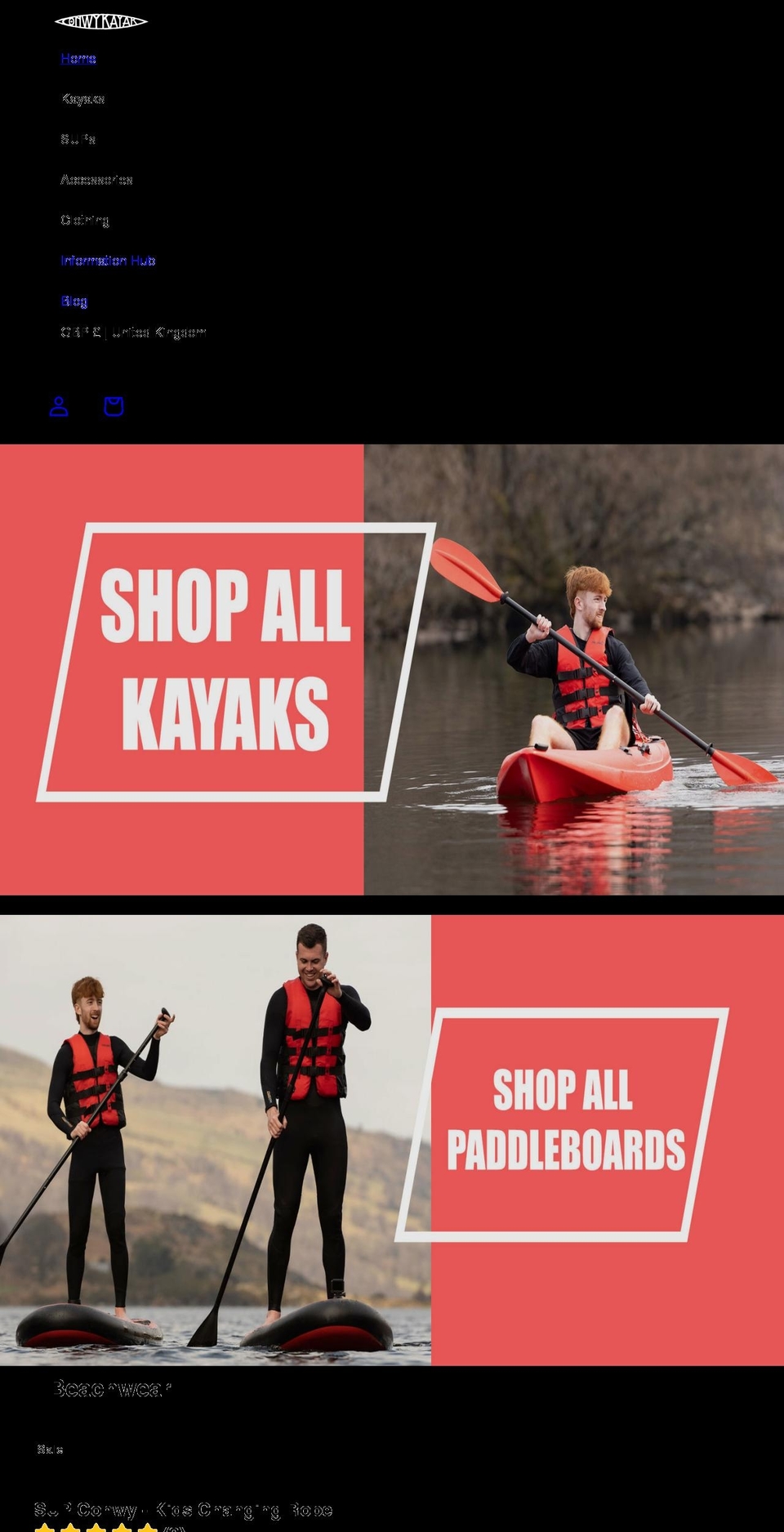 conwykayaks.co.uk shopify website screenshot