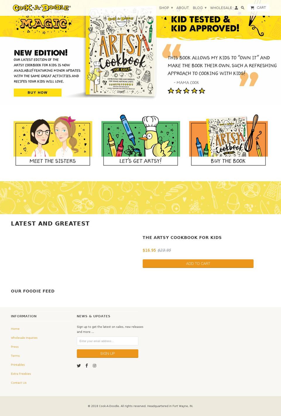 cook-a-doodle.com shopify website screenshot