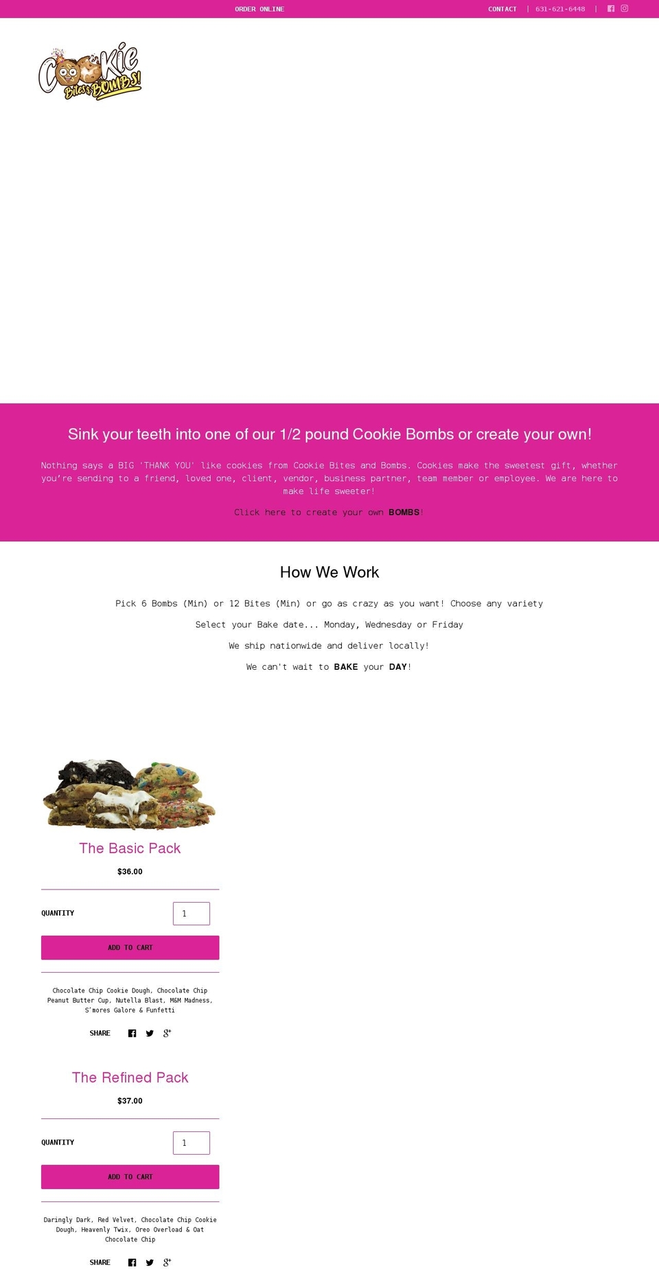 cookiebitesandbombs.com shopify website screenshot