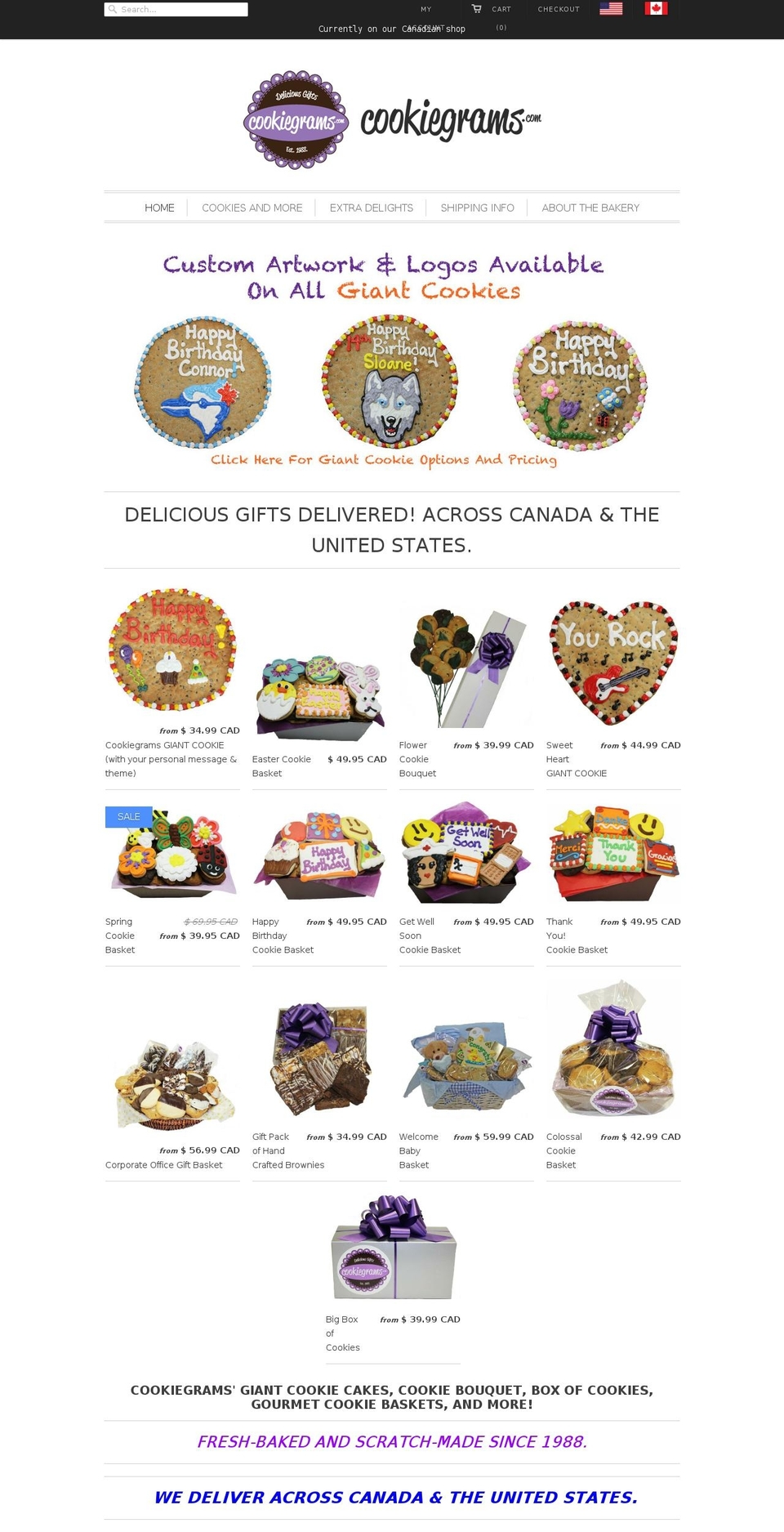 cookiegrams.com shopify website screenshot