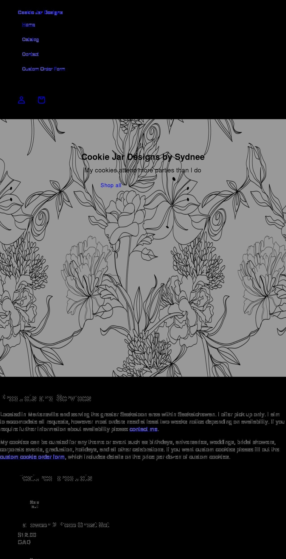 cookiejardesigns.com shopify website screenshot