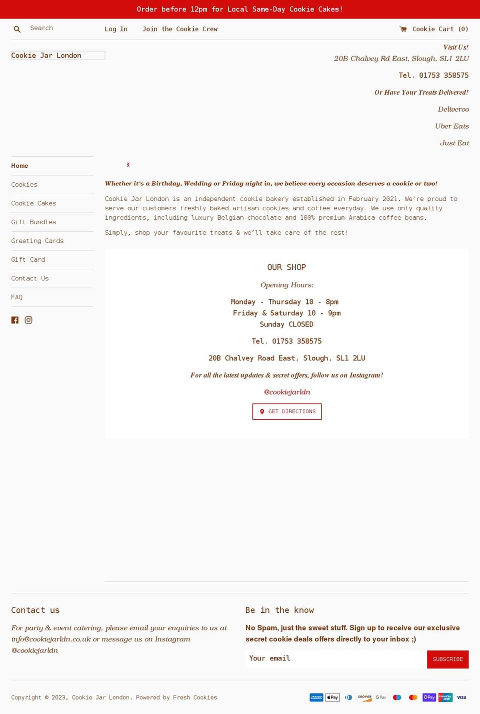 cookiejarlondon.co.uk shopify website screenshot