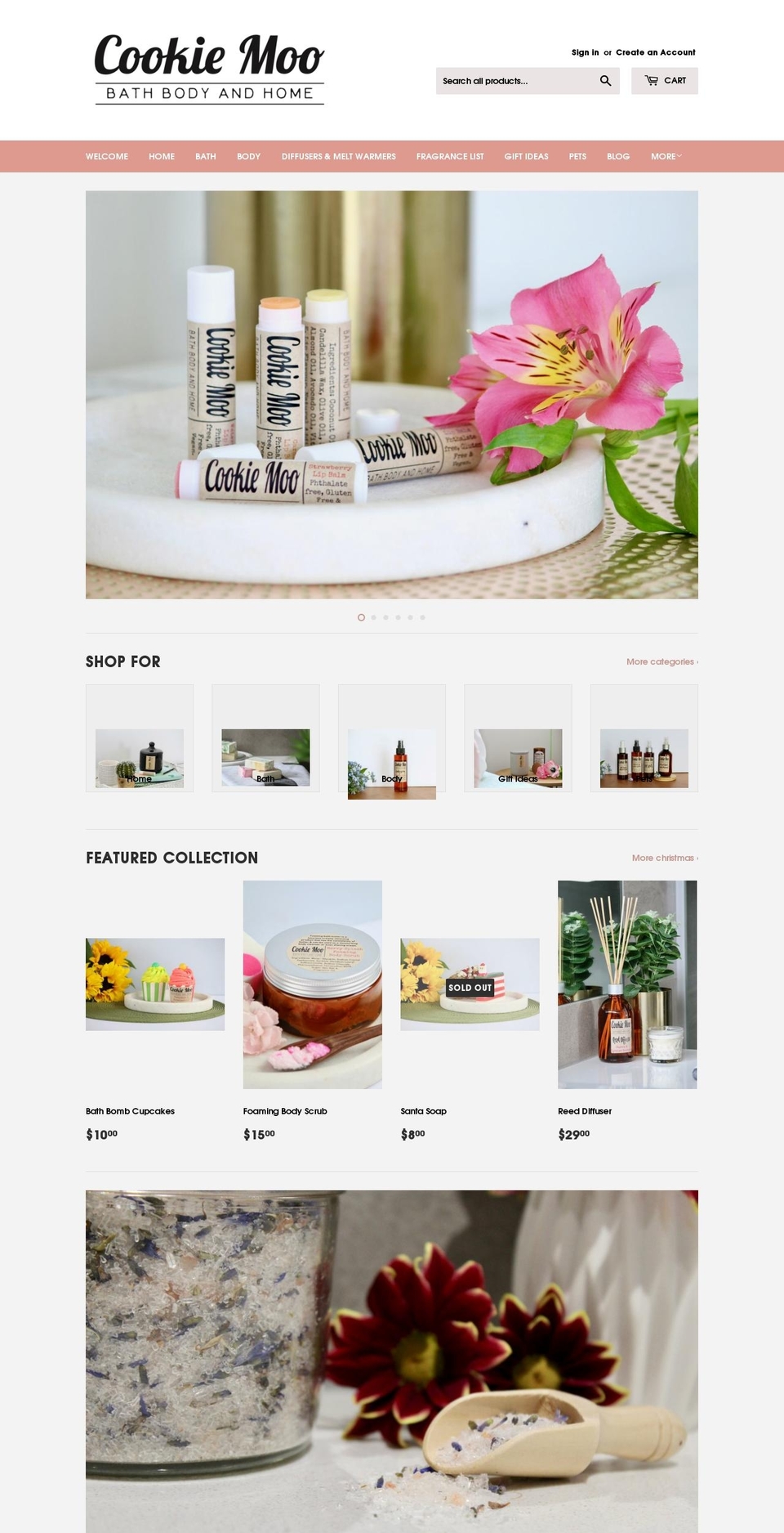 cookiemoobathbodyandhome.com — Shopify storefront screenshot