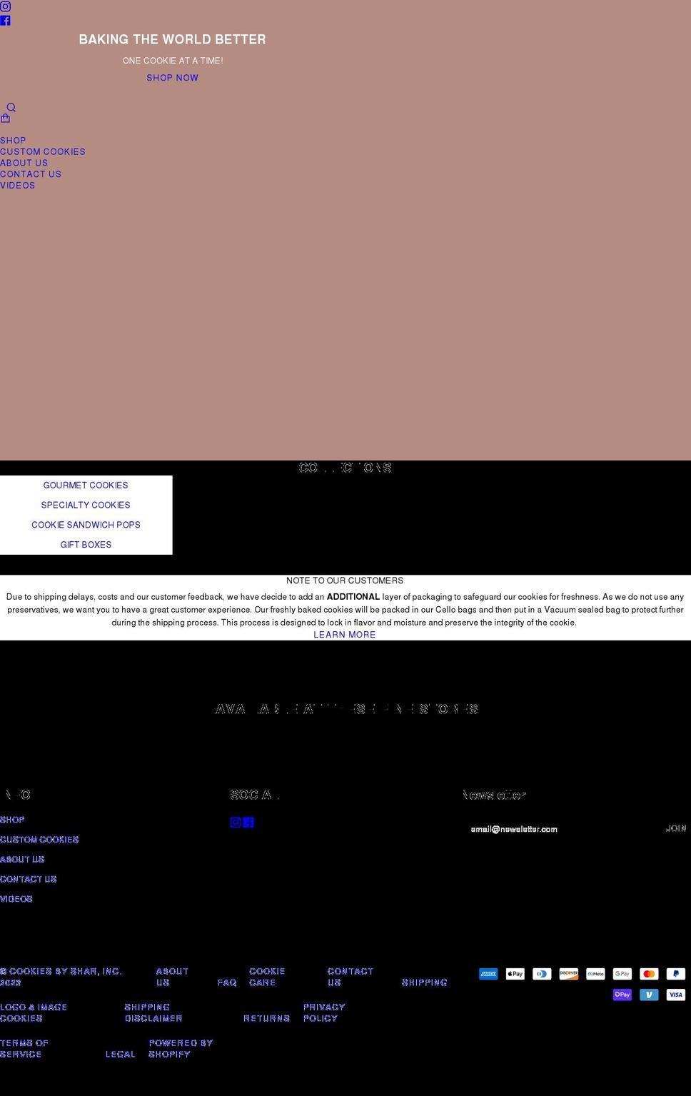 cookiesbyshar.com shopify website screenshot