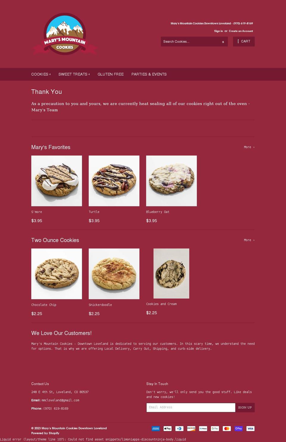 cookiesloveland.com shopify website screenshot