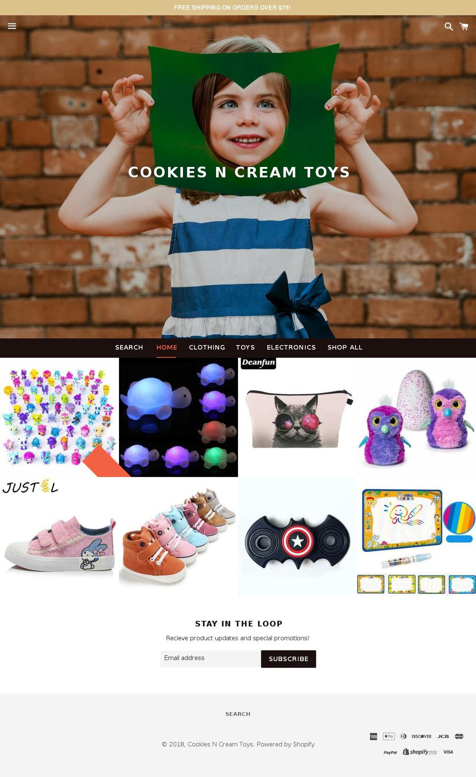 cookiesncreamtoys.com — Shopify storefront screenshot