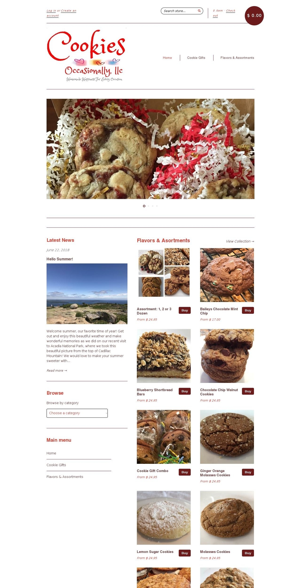 cookiesoccasionally.com — Shopify storefront screenshot