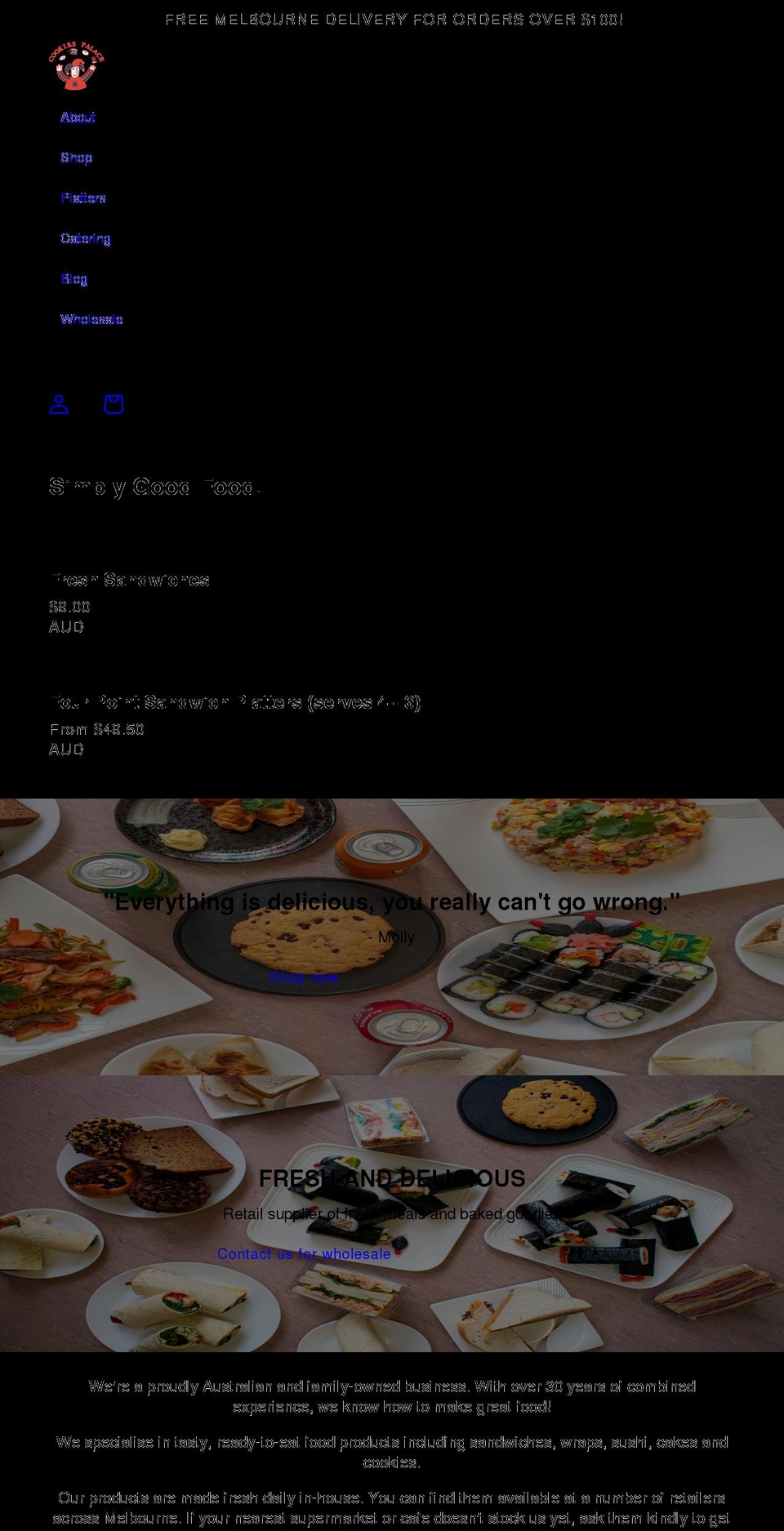 cookiespalace.com.au shopify website screenshot