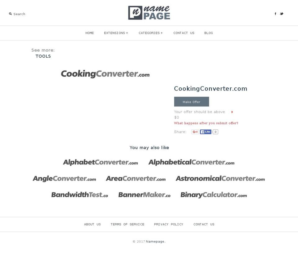 cookingconverter.com shopify website screenshot
