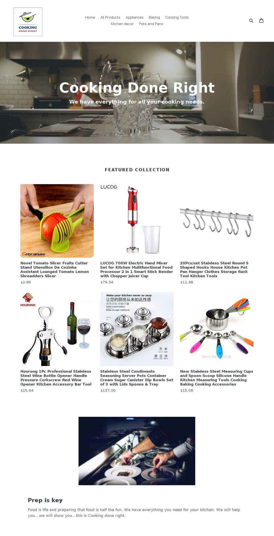 cookingdoneright.com — Shopify storefront screenshot