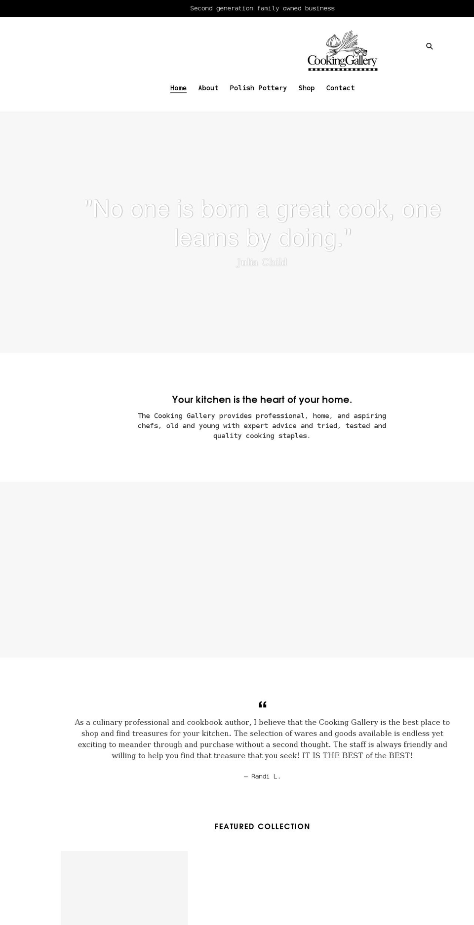 cookinggallery.net shopify website screenshot
