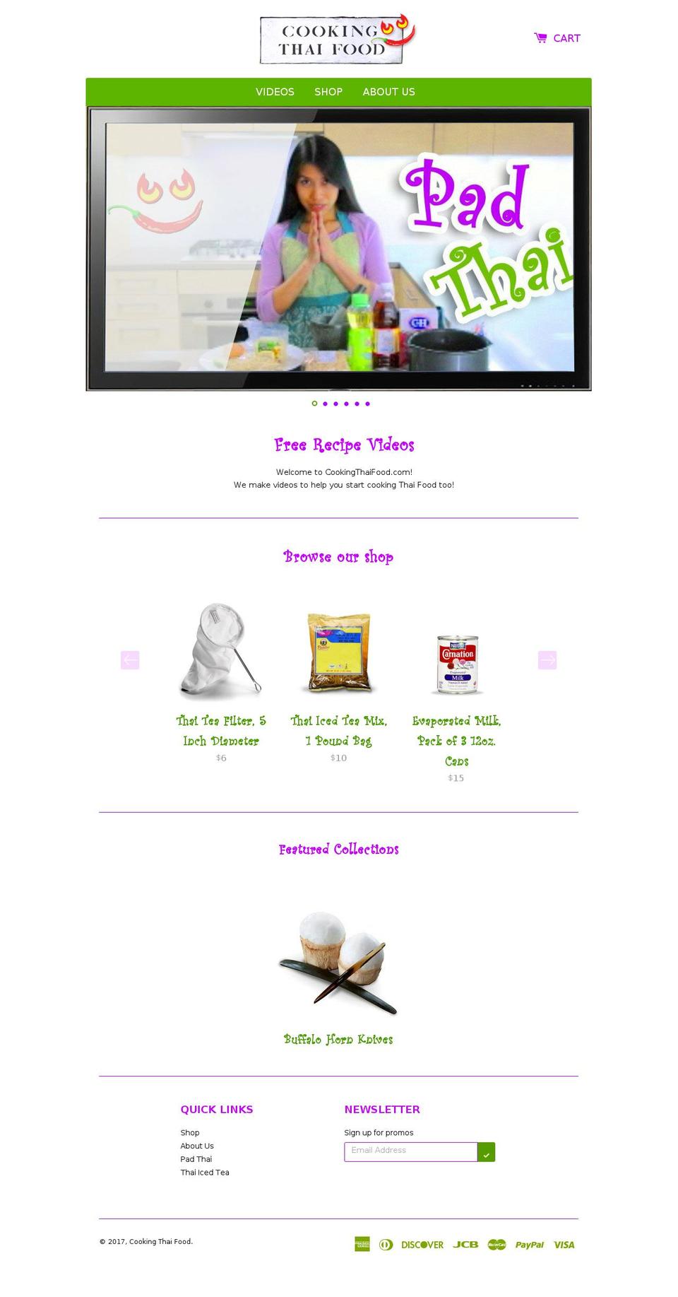 cookingthaifood.com shopify website screenshot