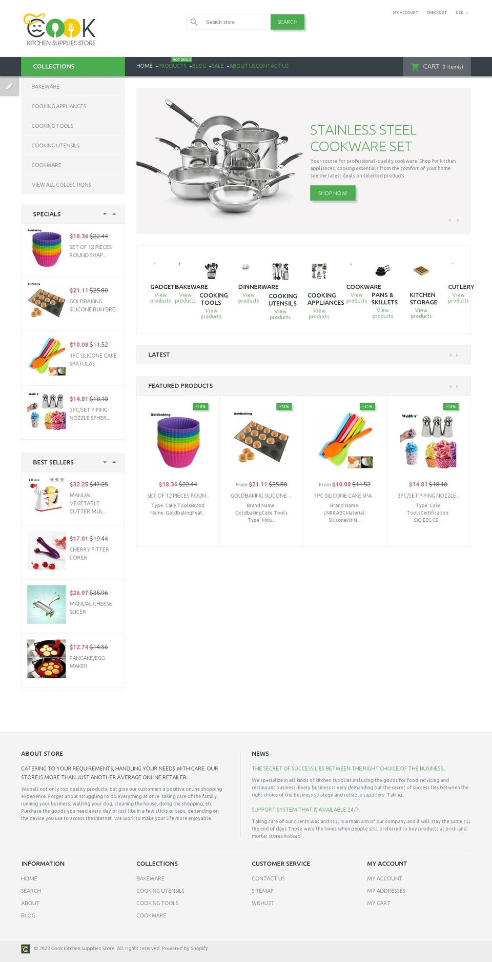 theme262 Shopify theme site example cookkitchensupplies.com
