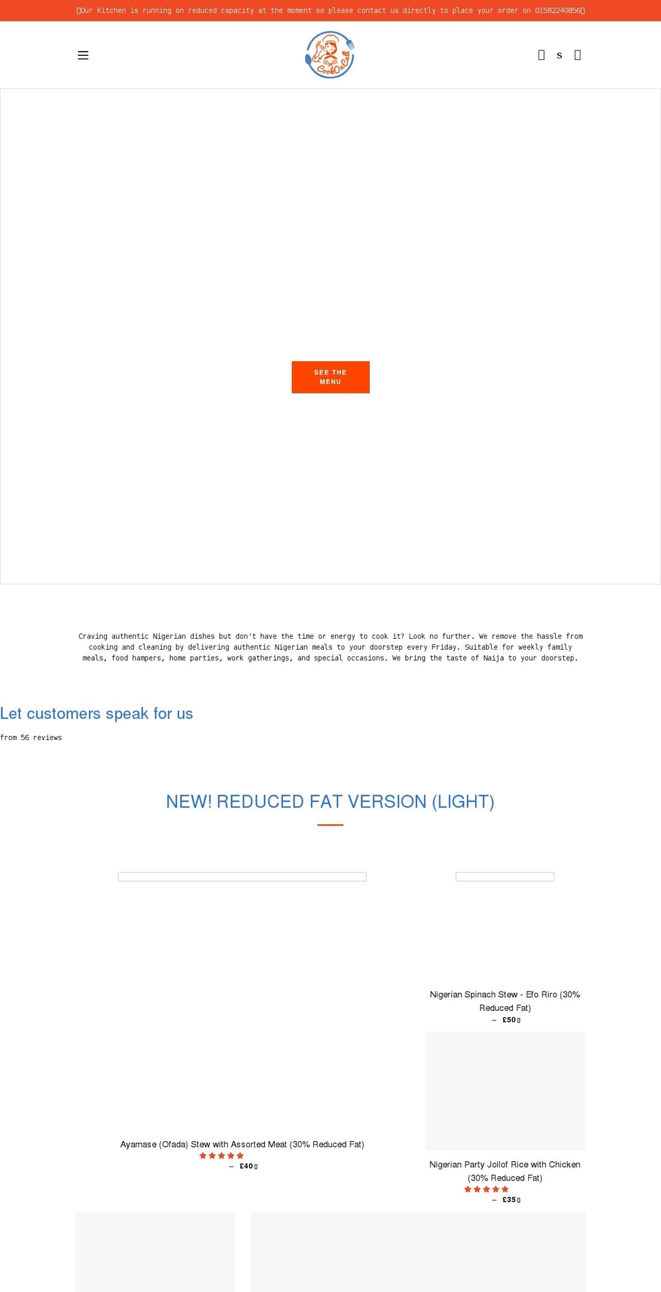 cookoncall.co.uk shopify website screenshot