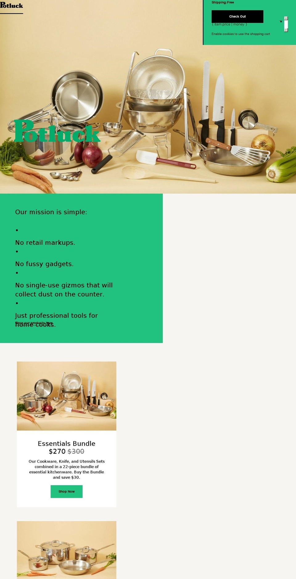 cookpotluck.com — Shopify storefront screenshot